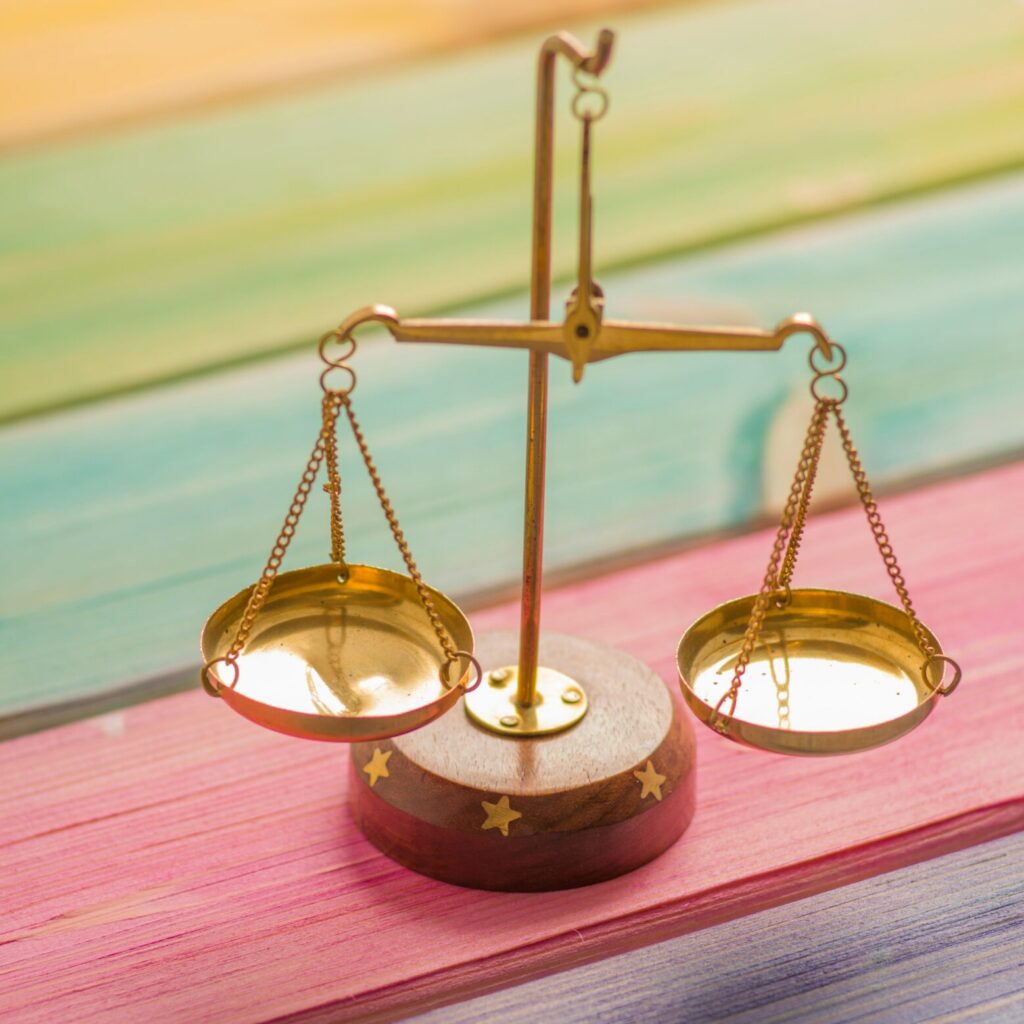 a balance scale representing a marriage counselor not taking sides