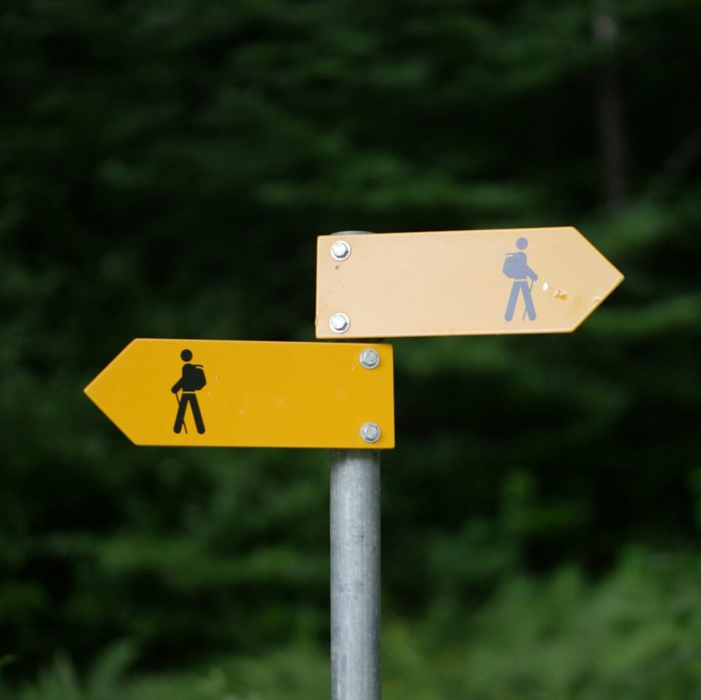 a sign pointing both left and right representing the choice between CBT and DBT for depression